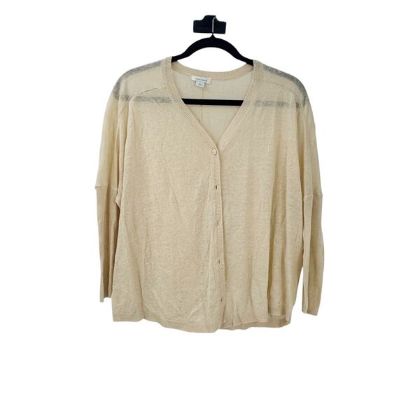 Sundance Women's 100% Linen Cardigan Sweater Long Sleeve Cream Size L - Picture 1 of 7